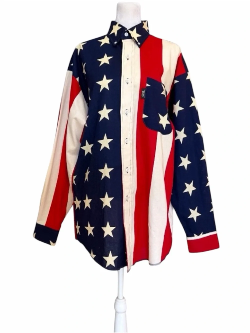 Vtg 90s Brooks & Dunn Panhandle Slim Unisex American Flag Western Shirt M Fits L - Picture 2 of 15